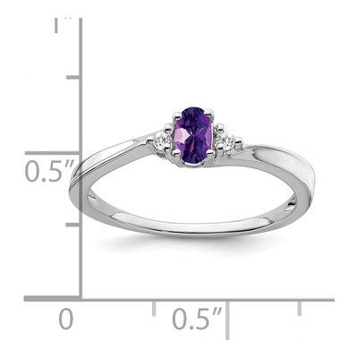 14K White Gold Amethyst & Diamond Oval February Ring – view 2
