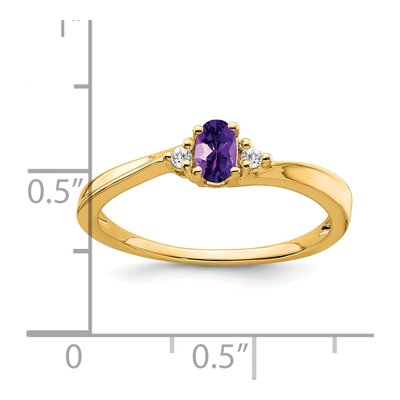 14K Yellow Gold Amethyst & Diamond Birthstone Ring – view 2