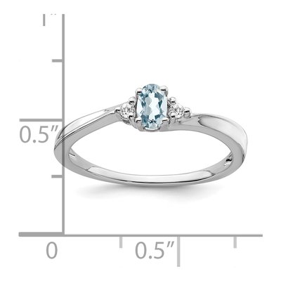 14K White Gold Aquamarine & Diamond March Ring – view 2