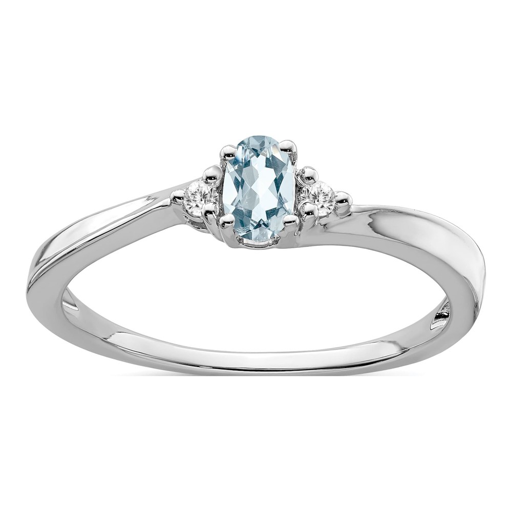14K White Gold Aquamarine & Diamond March Ring