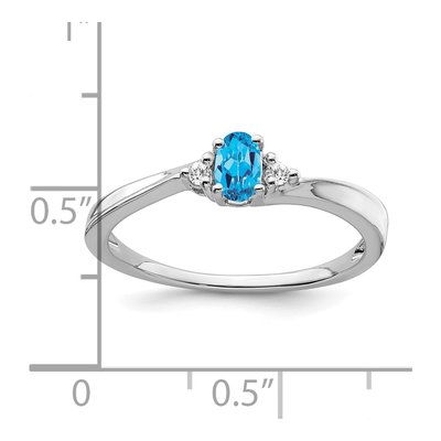 14K White Gold Swiss Blue Topaz & Diamond Ring – view 2