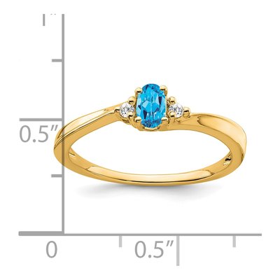 14K Yellow Gold Sky Blue Topaz & Diamond Ring – view 2