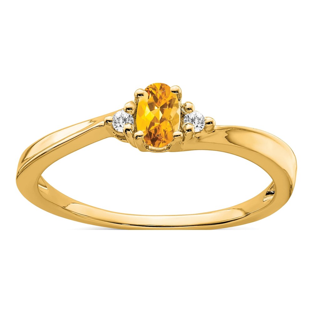 14K Yellow Gold Citrine & Diamond Birthstone Ring