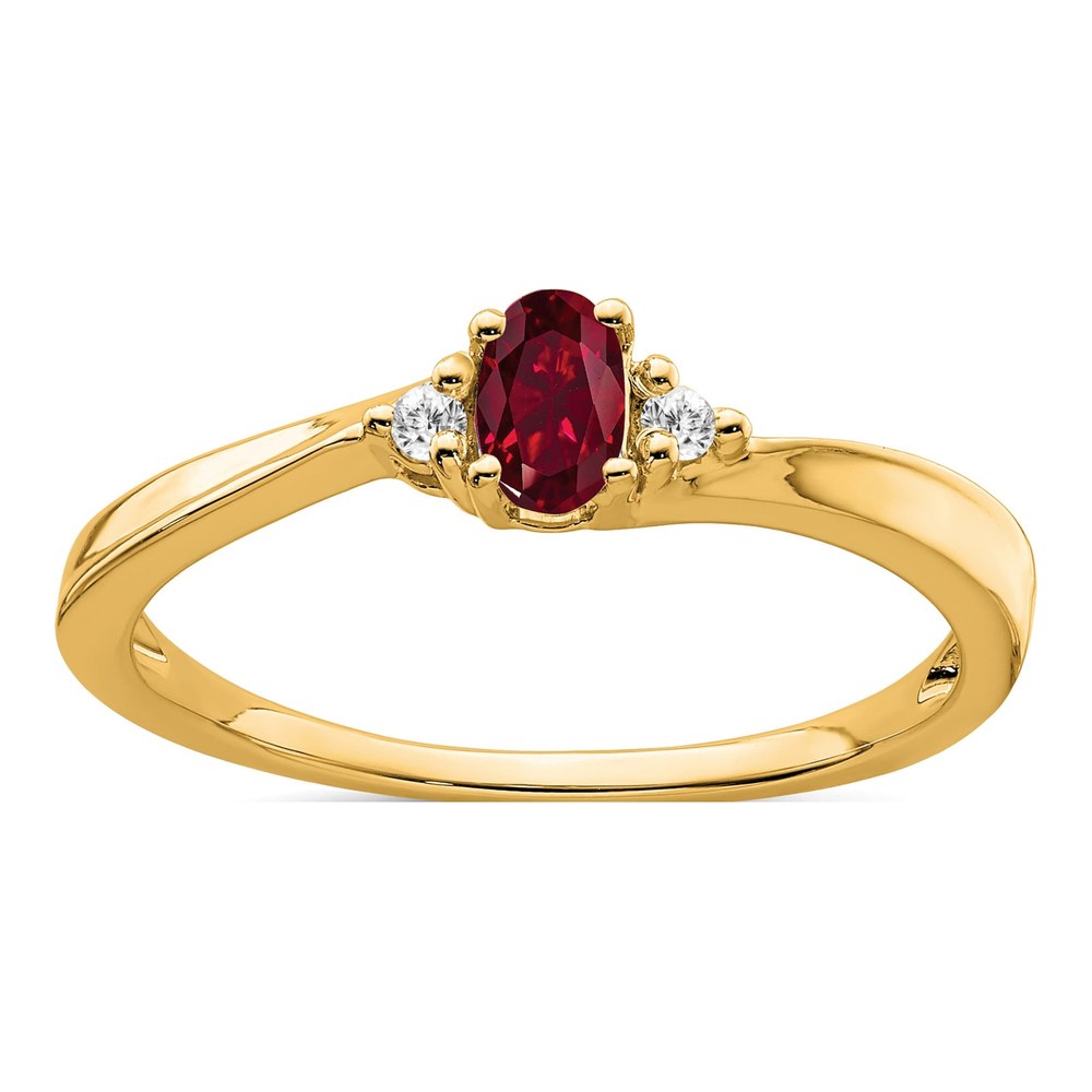 14K Yellow Gold Lab-Created Ruby & Diamond July Ring