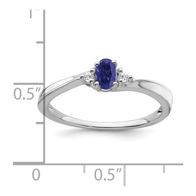 14K White Gold Lab-Created Sapphire & Diamond Oval September Ring – view 2