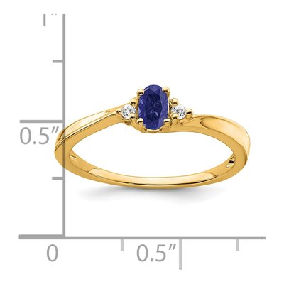 14K Yellow Gold Lab-Created Sapphire & Diamond Oval September Ring – view 2