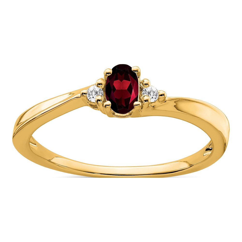 14K Yellow Gold January Garnet & Diamond Ring