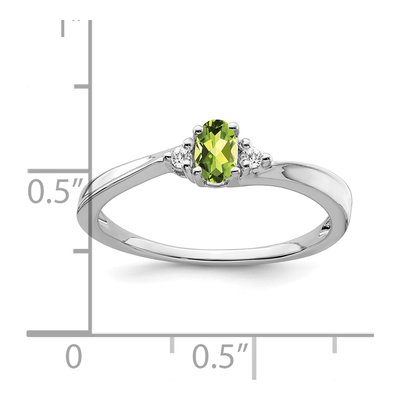 14K White Gold Peridot & Diamond Oval August Ring – view 2