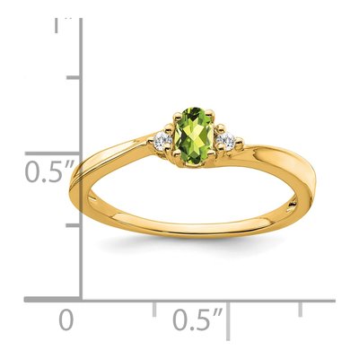 14K Yellow Gold Peridot & Diamond August Birthstone Ring – view 2