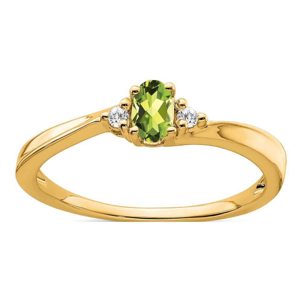 14K Yellow Gold Peridot & Diamond August Birthstone Ring