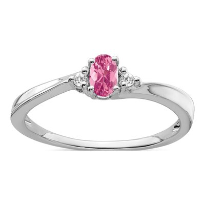 14K White Gold Pink Tourmaline & Diamond Ring