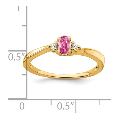 14K Yellow Gold Pink Tourmaline & Diamond Ring – view 2