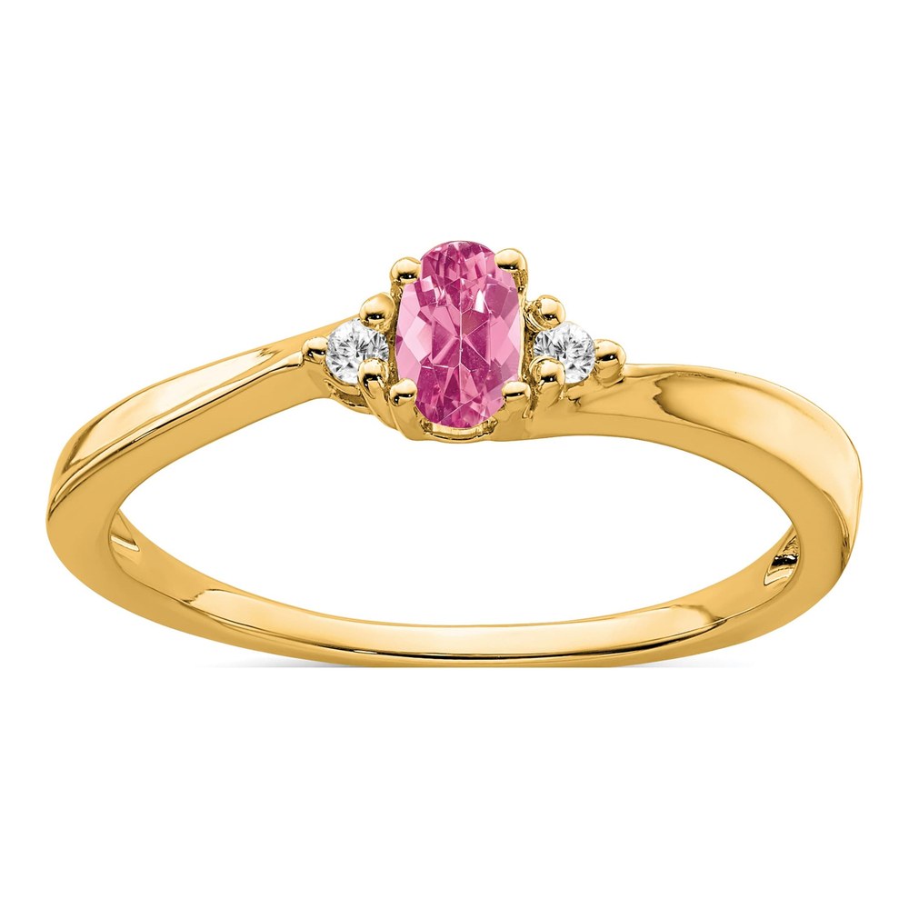 14K Yellow Gold Pink Tourmaline & Diamond Ring