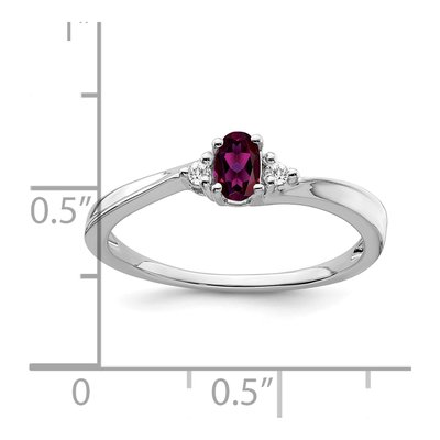 14K White Gold Rhodolite Garnet & Diamond Oval June Ring – view 2