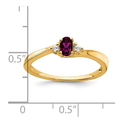 14K Yellow Gold Rhodolite Garnet & Diamond Oval June Ring – view 2
