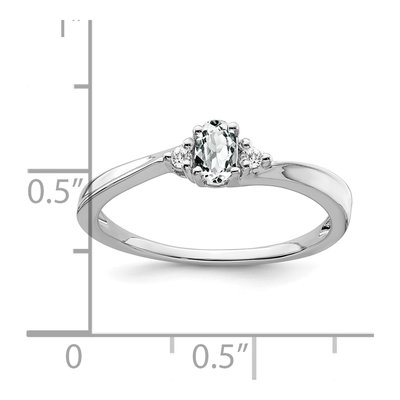 14K White Gold White Topaz & Diamond Oval Ring – view 2