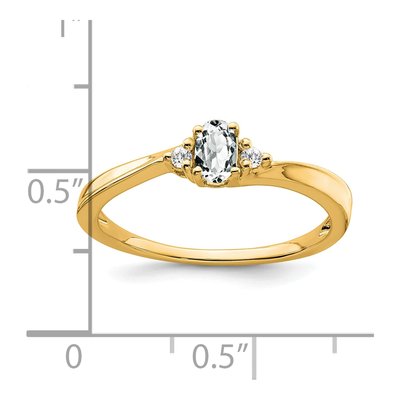 14K Yellow Gold White Topaz & Diamond Birthstone Ring – view 2