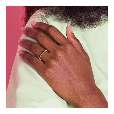 10K Yellow Gold Amethyst & Diamond 7-Stone Ring – view 4