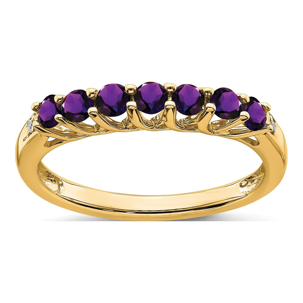10K Yellow Gold Amethyst & Diamond 7-Stone Ring