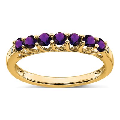 10K Yellow Gold Amethyst & Diamond 7-Stone Ring