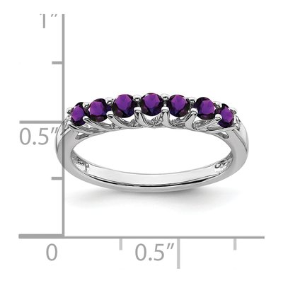 14K White Gold Amethyst & Diamond 7-Stone Ring – view 2