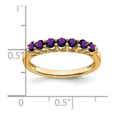 14K Yellow Gold Amethyst & Diamond 7-Stone Ring – view 2