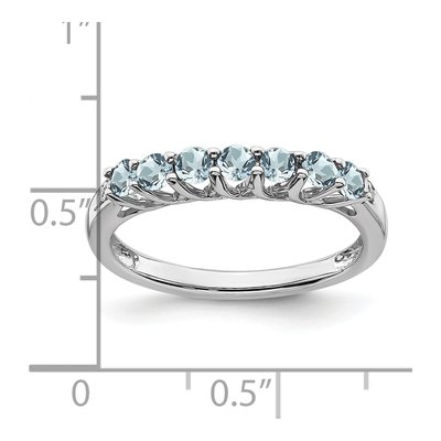 14K White Gold Aquamarine & Diamond 7-Stone Ring – view 2
