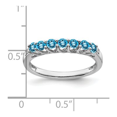10K White Gold Swiss Blue Topaz & Diamond 7-Stone Ring – view 3