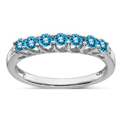 Sterling Silver Swiss Blue Topaz & Diamond Ring