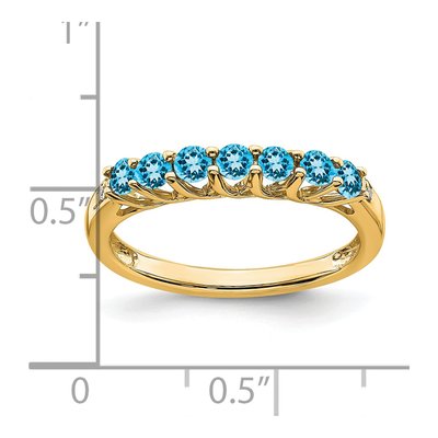 14K Yellow Gold Swiss Blue Topaz & Diamond 7-stone Ring – view 2