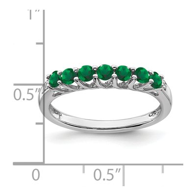 10K White Gold Lab-Created Emerald & Diamond 7-Stone Ring – view 3