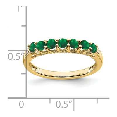 10K Yellow Gold Lab-Created Emerald & Diamond May 7-stone Ring – view 3