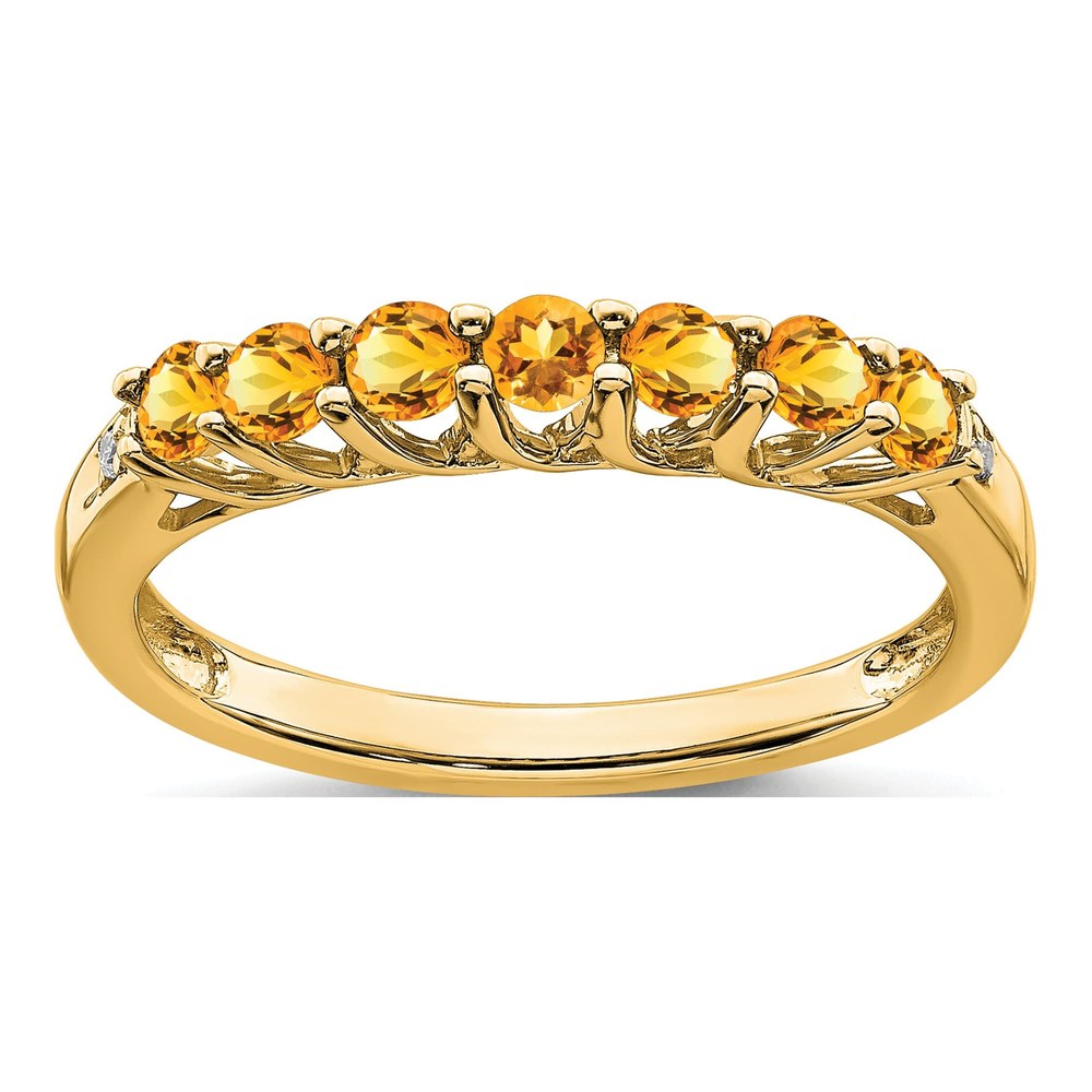 10K Yellow Gold Citrine & Diamond 7-Stone Ring