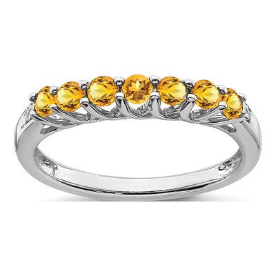 14K White Gold Citrine & Diamond 7-Stone Ring