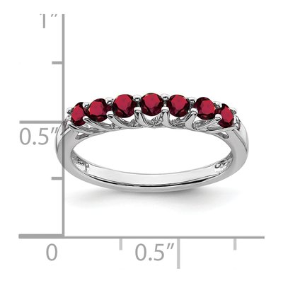 10K White Gold Lab-Created Ruby & Diamond 7-Stone Ring – view 3
