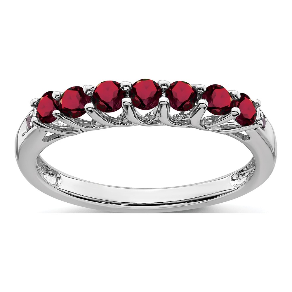 14K White Gold Lab-Created Ruby & Diamond 7-stone Ring