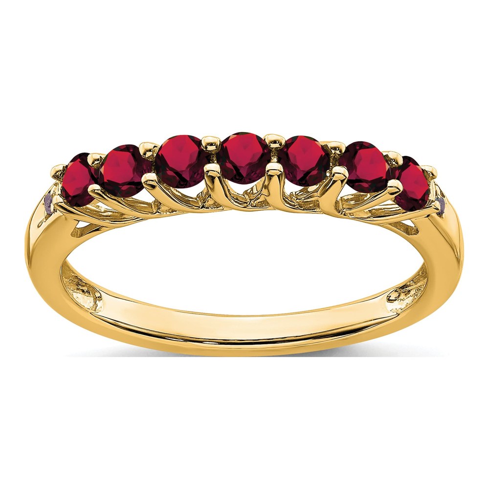14K Yellow Gold Lab-Created Ruby & Diamond 7-Stone Ring