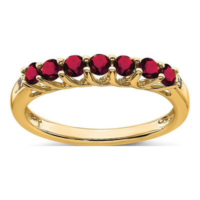14K Yellow Gold Lab-Created Ruby & Diamond 7-Stone Ring