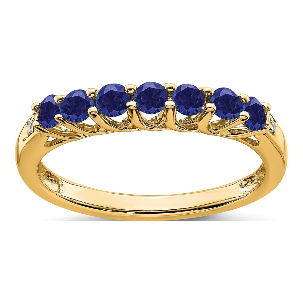 10K Yellow Gold Lab-Created Sapphire & Diamond 7-Stone Ring