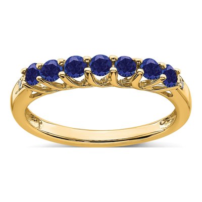 10K Yellow Gold Lab-Created Sapphire & Diamond 7-Stone Ring