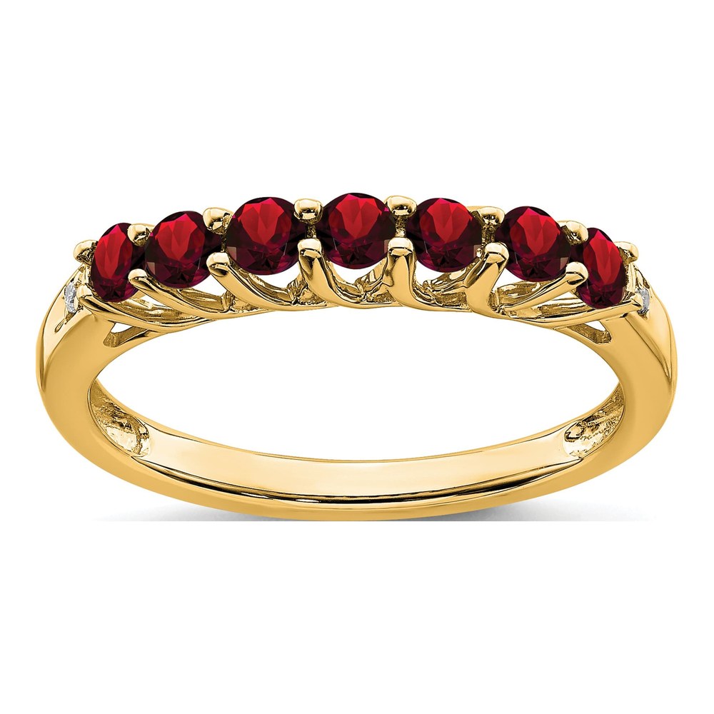 14K Yellow Gold Garnet & Diamond 7-Stone Ring