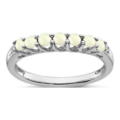 Sterling Silver Lab-Created Opal & Diamond Ring