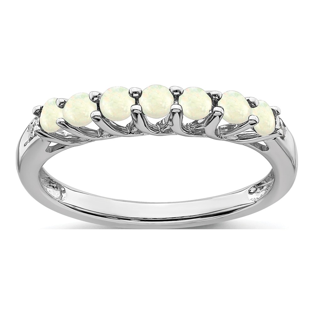 14K White Gold Lab Opal & Diamond 7-Stone Ring
