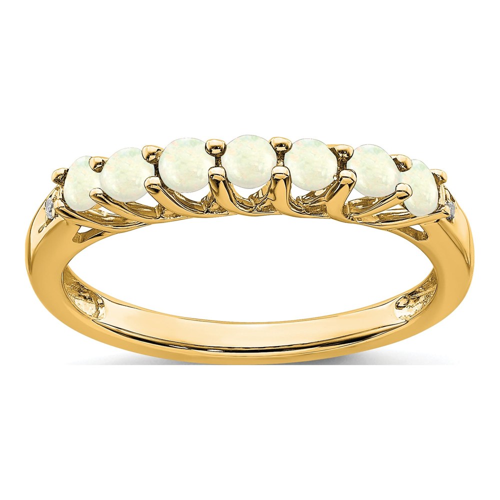 14K Yellow Gold Lab-Created Opal & Diamond 7-Stone Ring