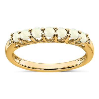 14K Yellow Gold Lab-Created Opal & Diamond 7-Stone Ring
