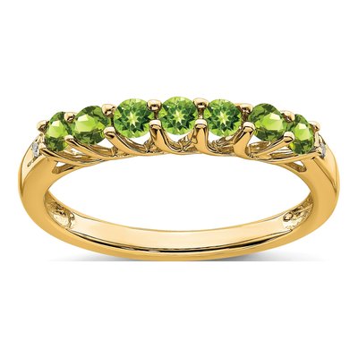 10K Yellow Gold Peridot & Diamond 7-Stone Ring