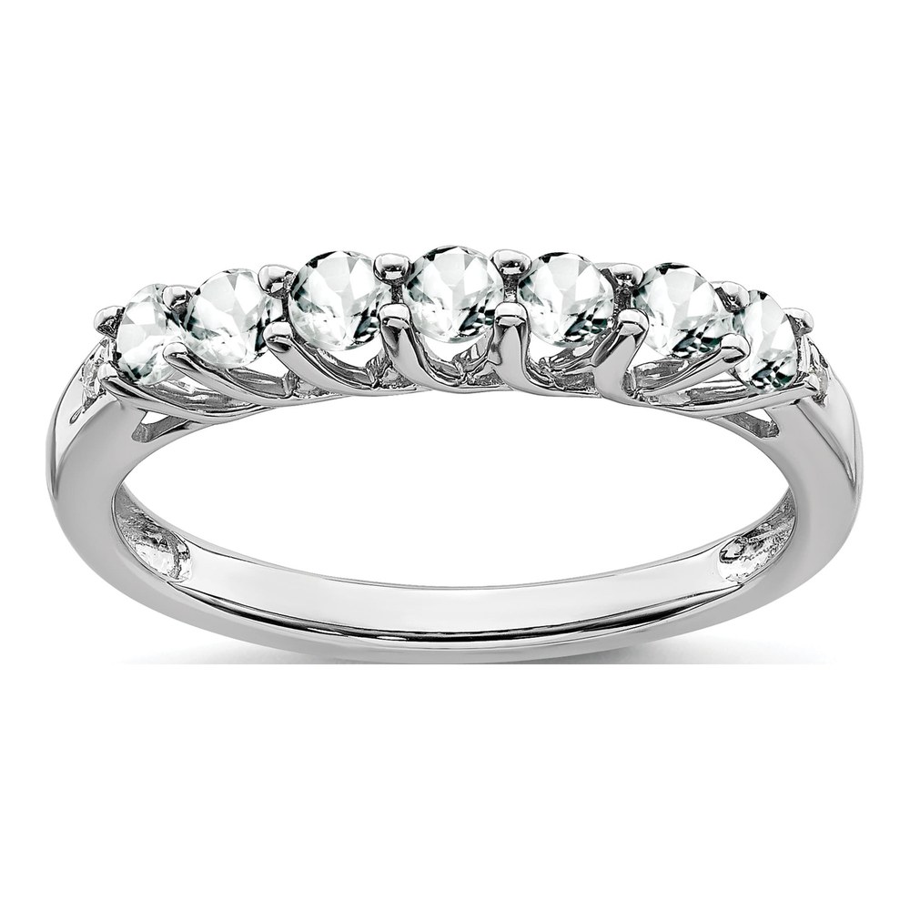 10K White Gold White Topaz & Diamond 7-Stone Ring
