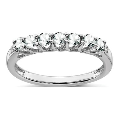 14K White Gold White Topaz & Diamond 7-Stone Ring