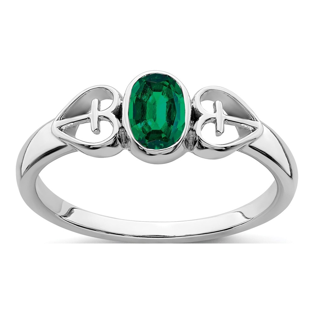 Sterling Silver Lab-Created Emerald Ring