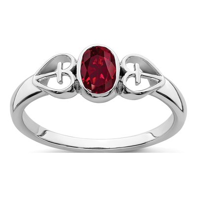 Sterling Silver Lab-Created Ruby Ring